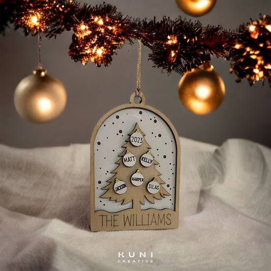 Personalized Family Natural Christmas Tree Ornament