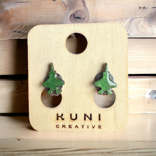 Green Jet Stud Earrings