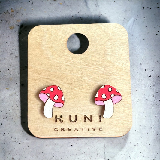 Hippy Mushroom Stud Earrings