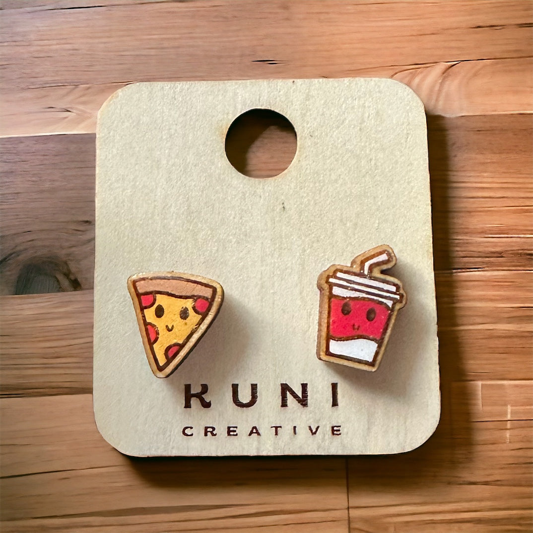 Soulmates Soda and Pizza Stud Earrings