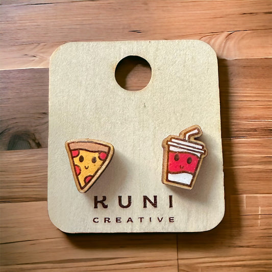 Soulmates Soda and Pizza Stud Earrings