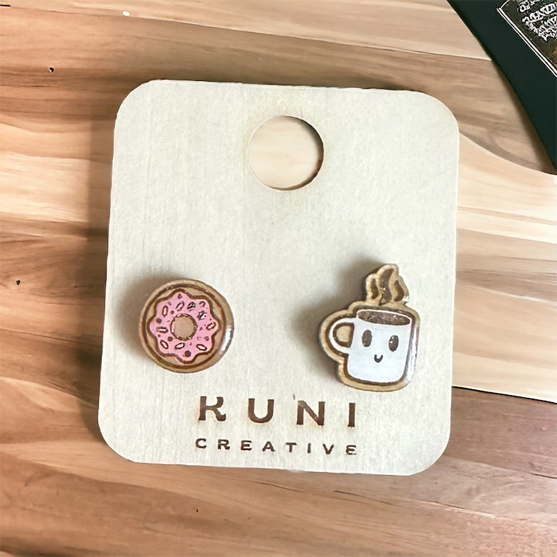 Soulmates Donuts and Coffee Stud Earrings