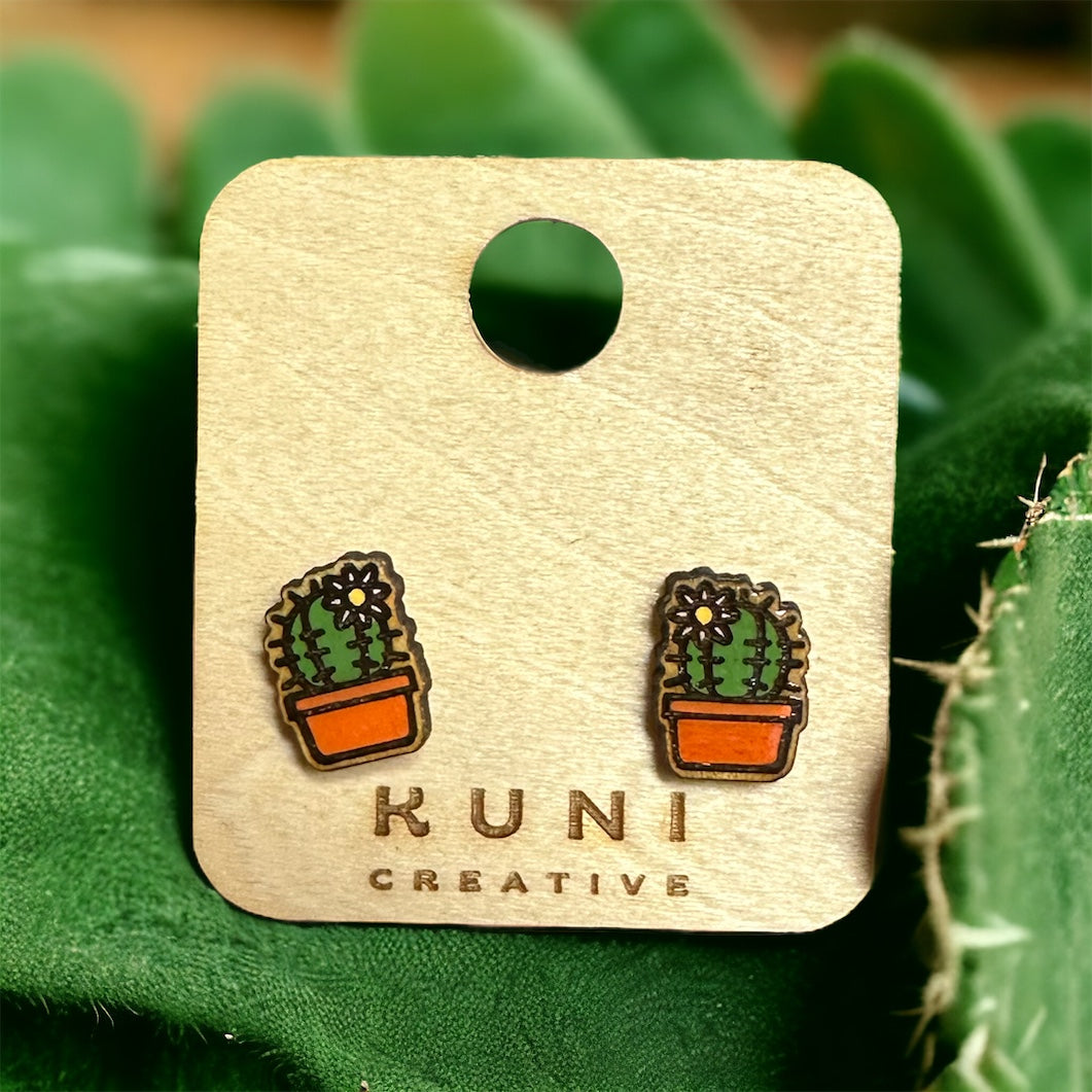 Flowering Cactus Stud Earrings