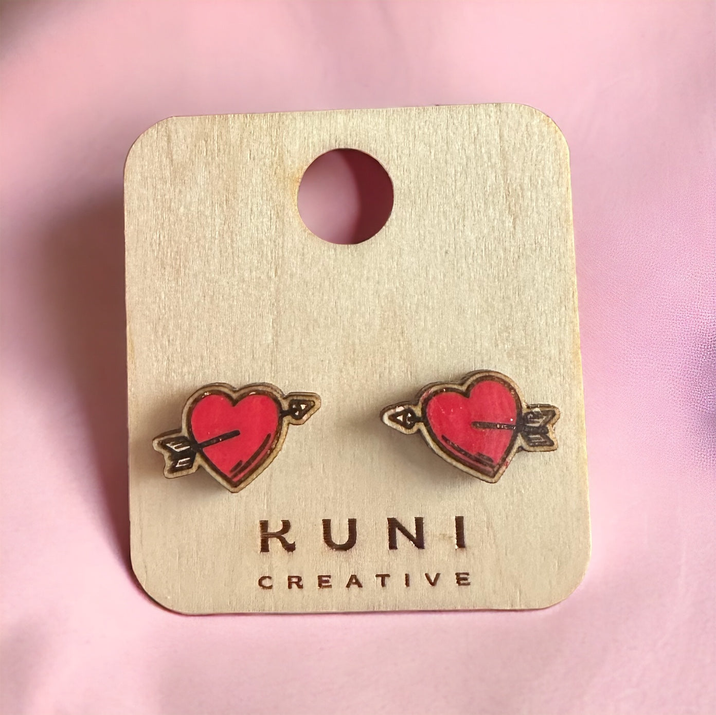 Valentines Heart with Arrow Stud Earrings