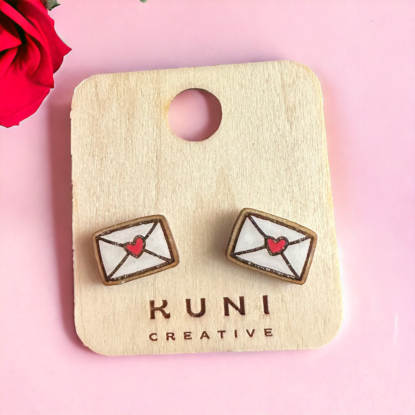 Heart Sealed Envelope Stud Earrings