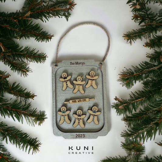 Personalized Gingerbread Cookie Tray Family Ornament